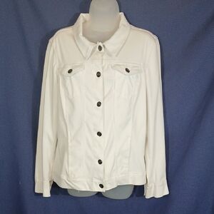 White Knit Stretch "Jeans" Jacket